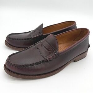 Johnston & Murphy Penny Loafers Mens 8M Burgundy Leather Moc Toe 15-3254